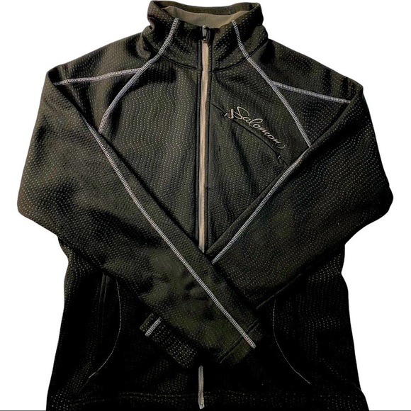 Salomon Women’s Black Base Layer Zip Up Size Large EUC